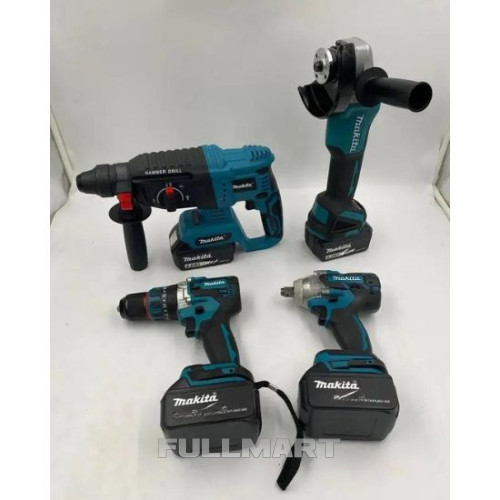 Набор инструментов Makita 4 в 1 перфоратор, болгарка, шуруповерт и гайковерт 2акк. 48v